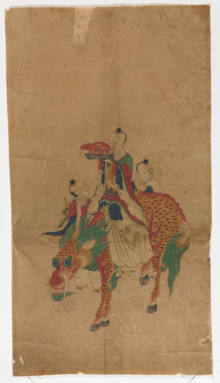 Daoist Immortal på en Qilin og to ledsagere av Unknown artist