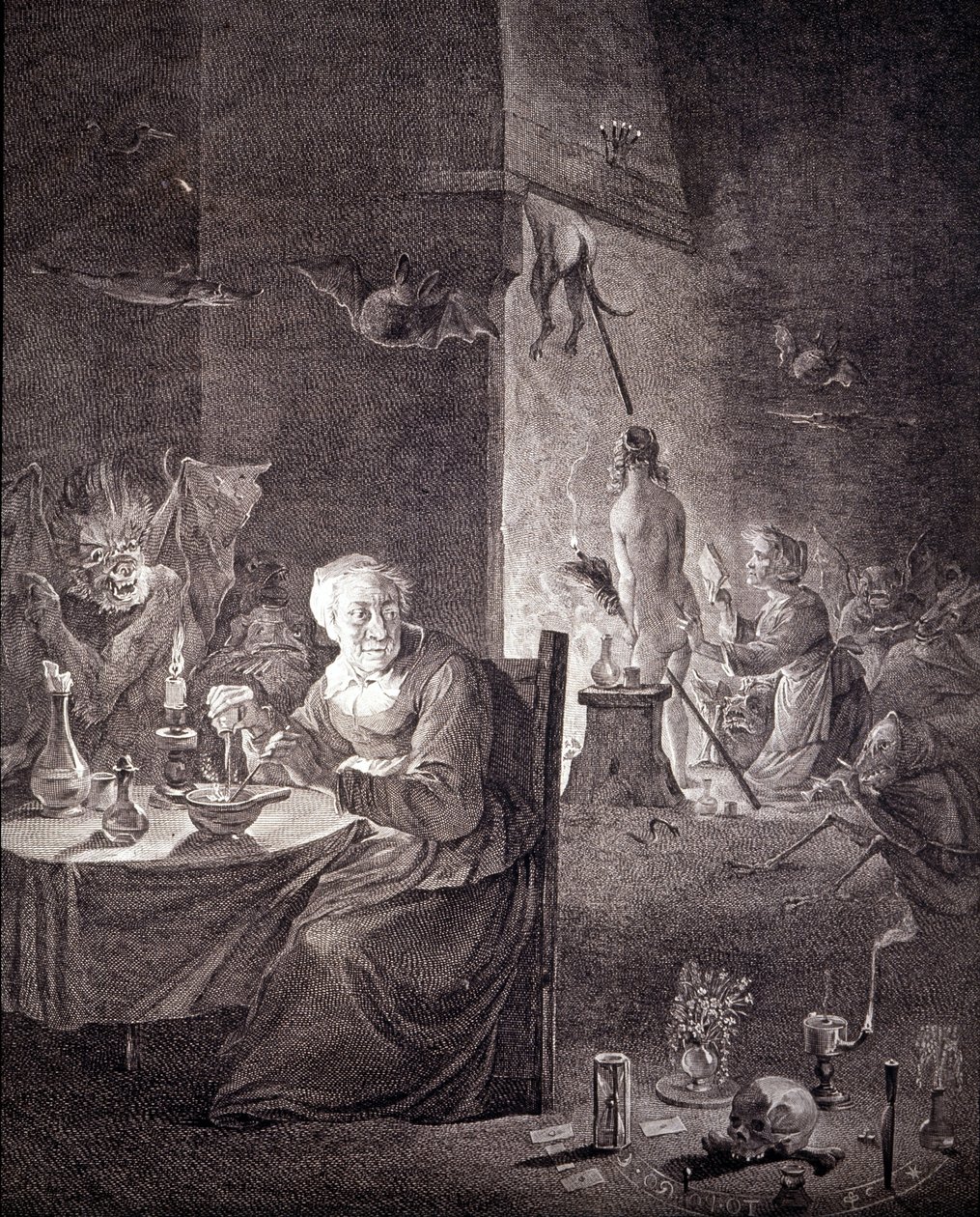 Heksenes avgang for å delta på sabbaten av Unknown artist