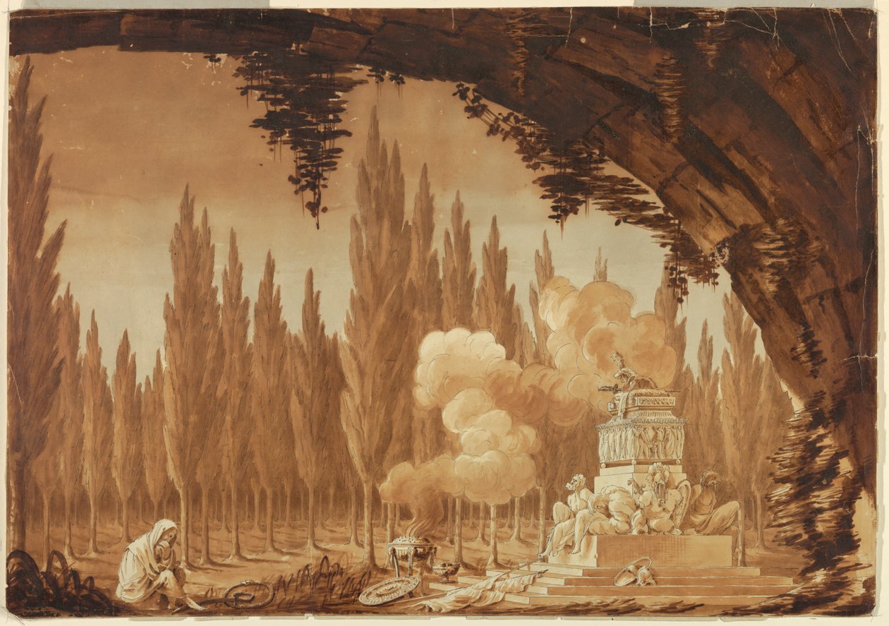 Design for dekorasjon, grav i tre av Unknown artist