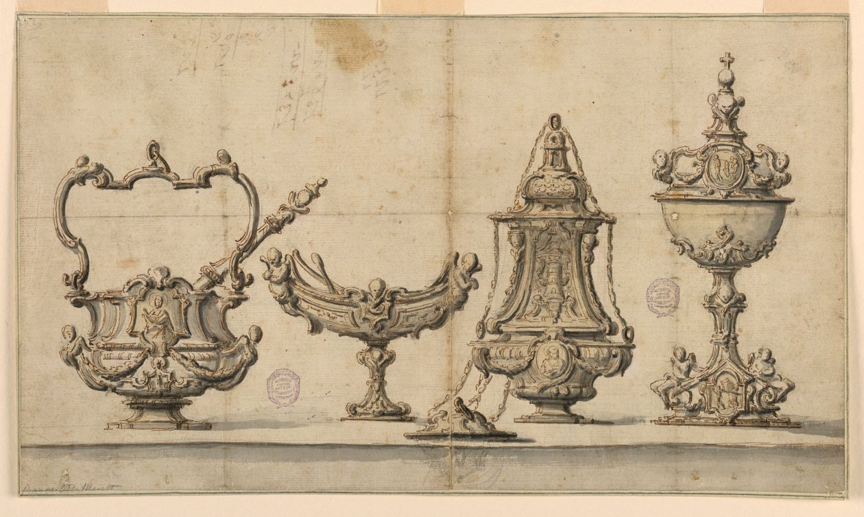 Design for kirkelige redskaper av Unknown artist