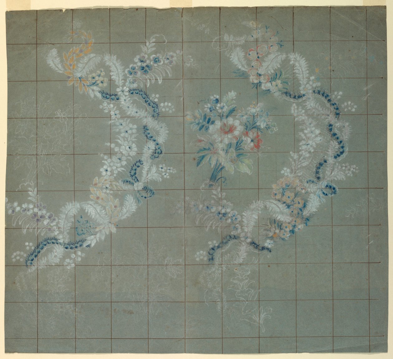 Design for silkebrokade av Unknown artist