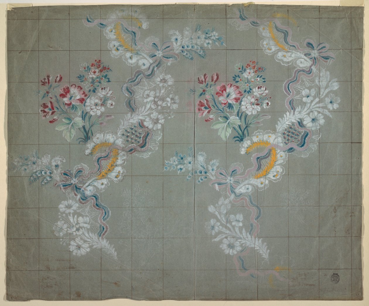 Design for silkebrokade av Unknown artist