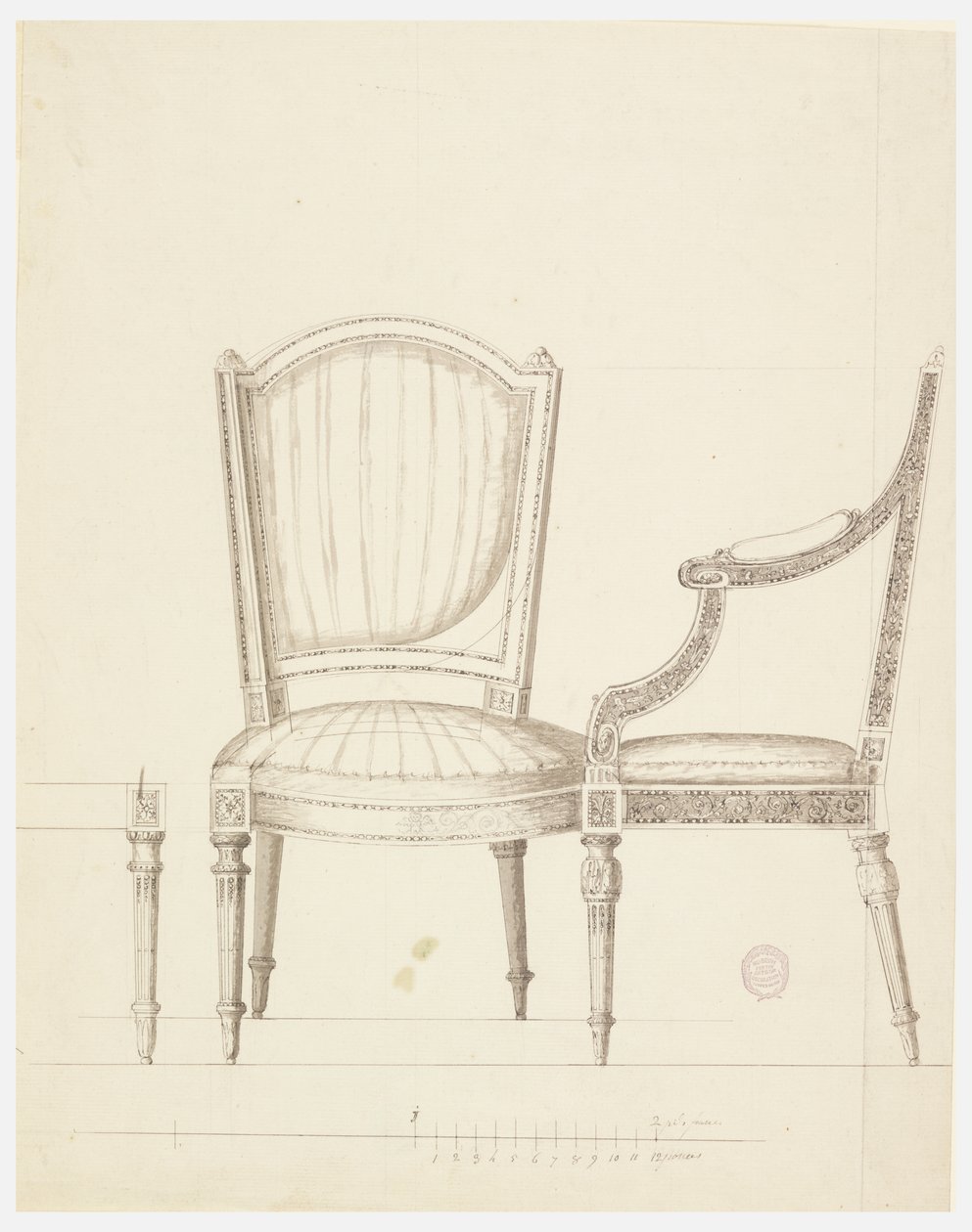 Design for to stoler med alternative forslag av Unknown artist