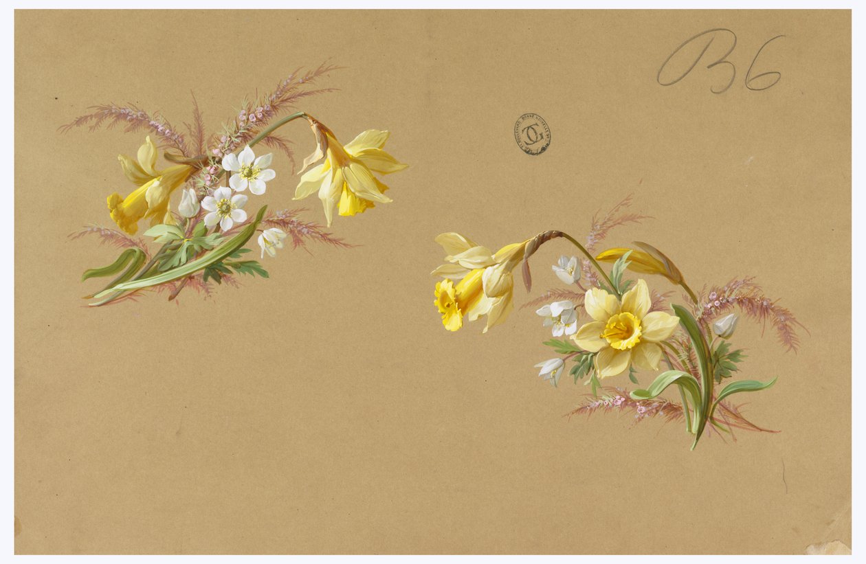 Design for tapet og tekstil: Blomster av Unknown artist