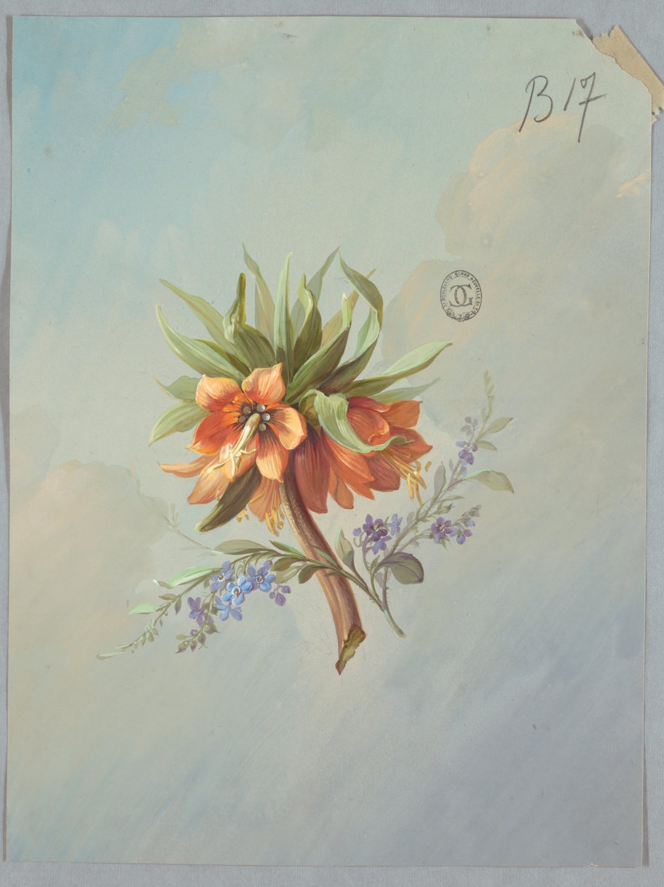 Design for tapet og tekstiler: Blomster av Unknown artist