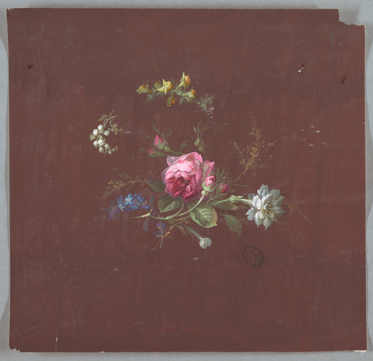Design for tapet og tekstiler: Blomster av Unknown artist