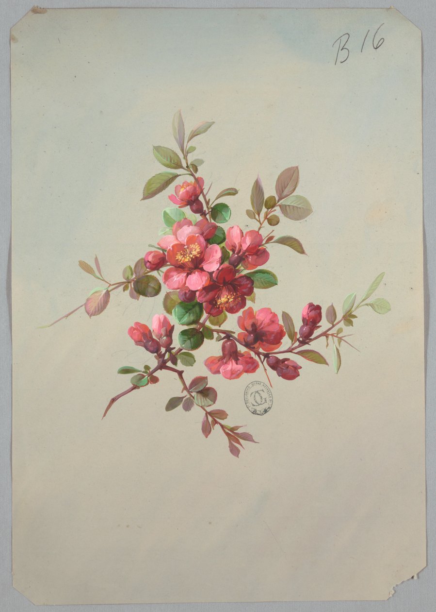 Design for tapet og tekstiler: Blomster av Unknown artist