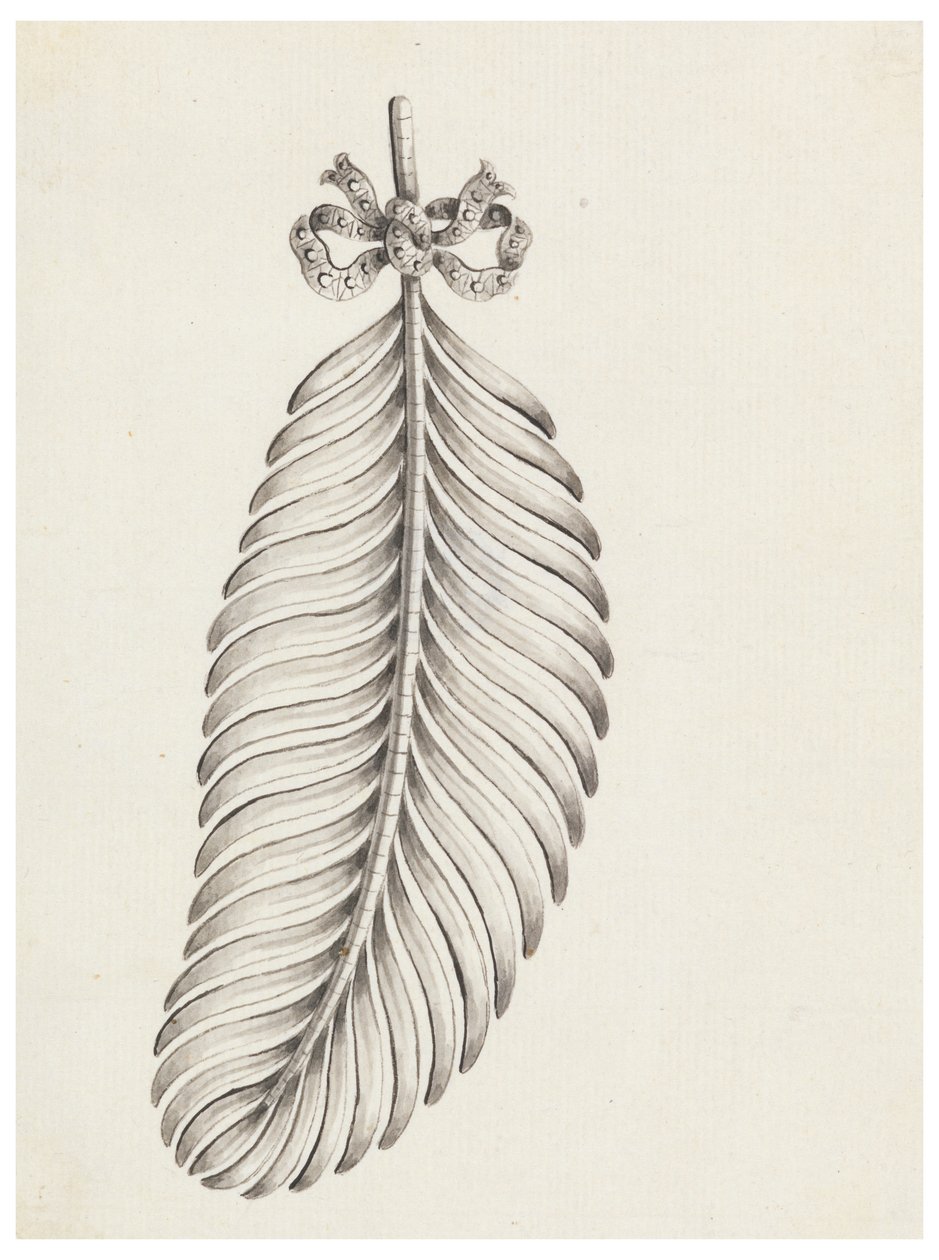 Design for en brosje i form av en fjær av Unknown artist