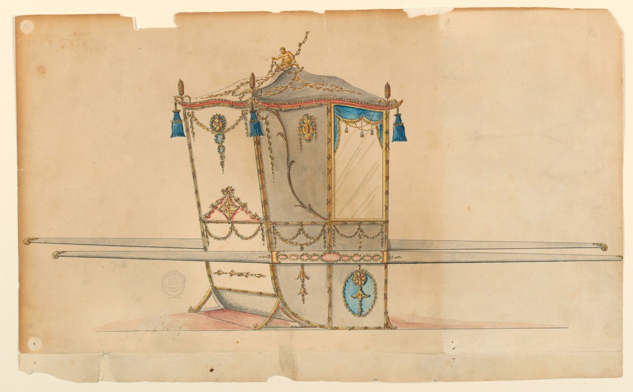 Design for en Sedan-stol av Unknown artist