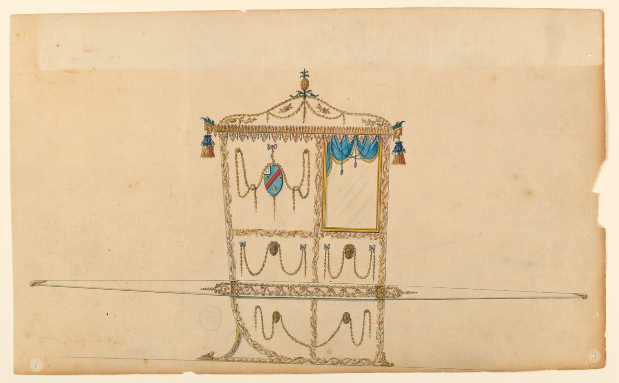 Design for en Sedan-stol av Unknown artist