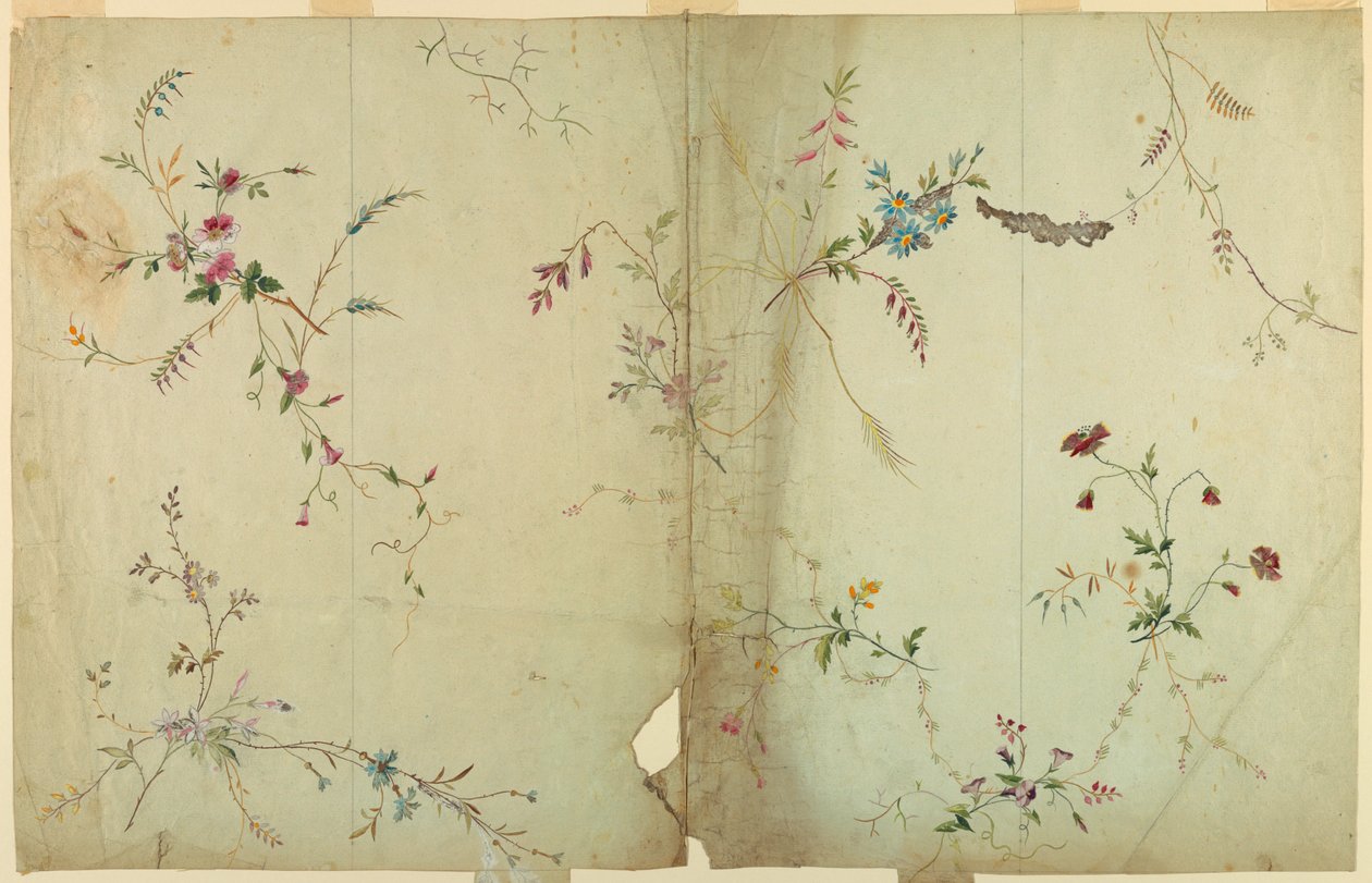 Design for en silkebrokade av Unknown artist