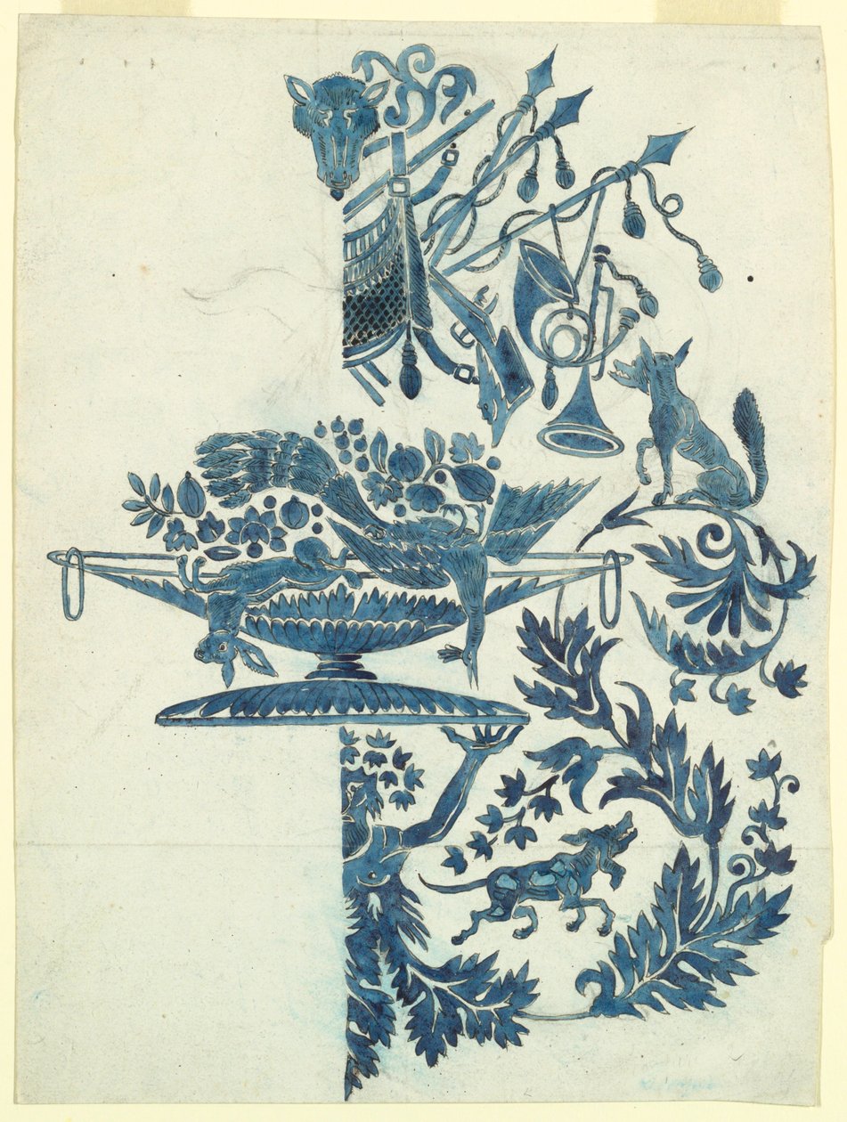 Design for en silkedamask av Unknown artist