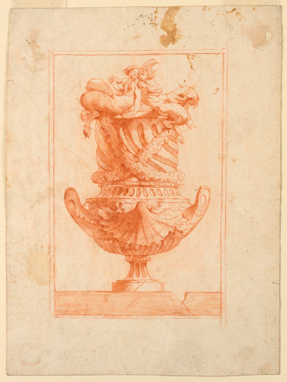 Design for en vase med satyrer av Unknown artist
