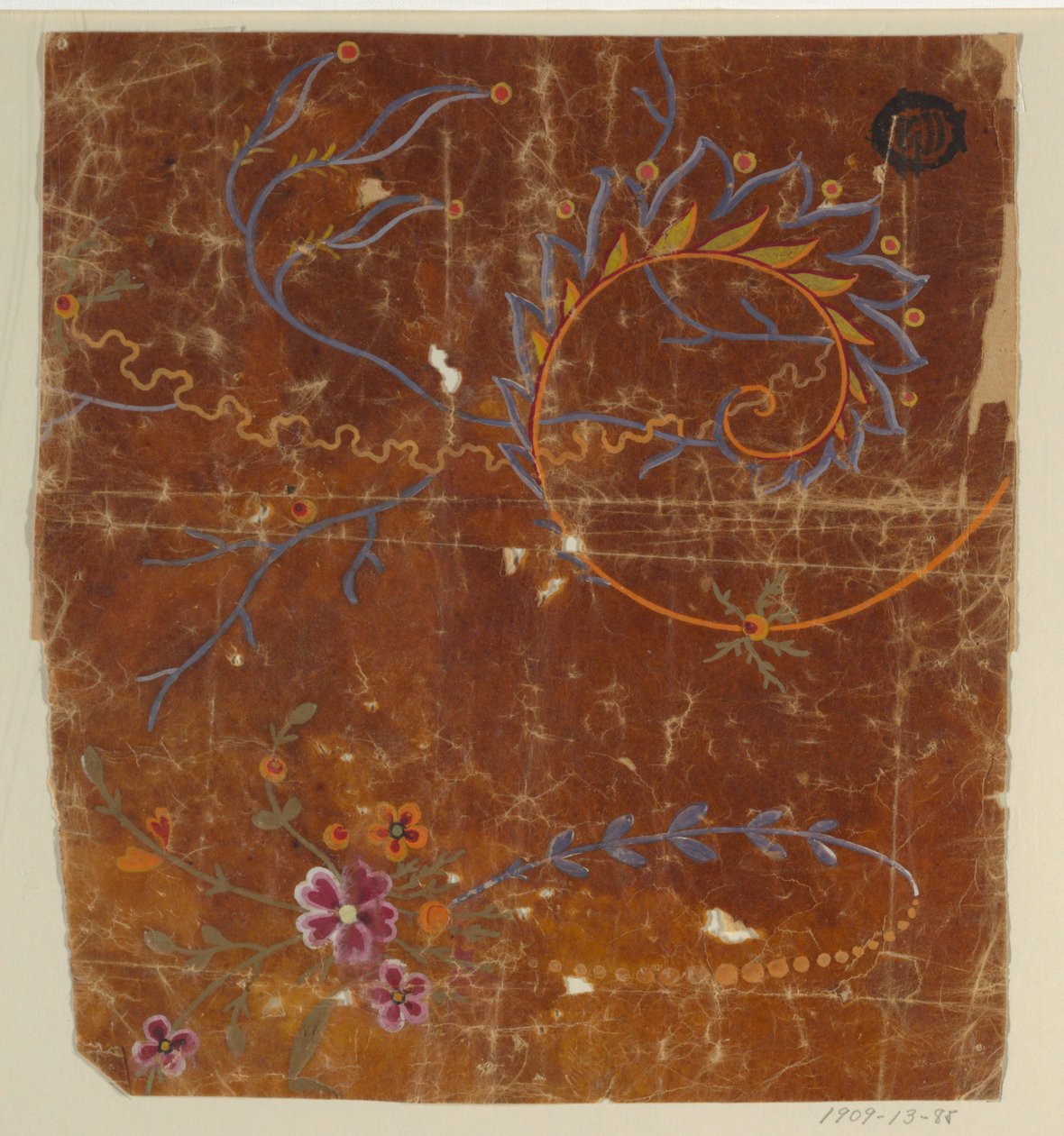 Design for et vevd stoff, fragment av Unknown artist