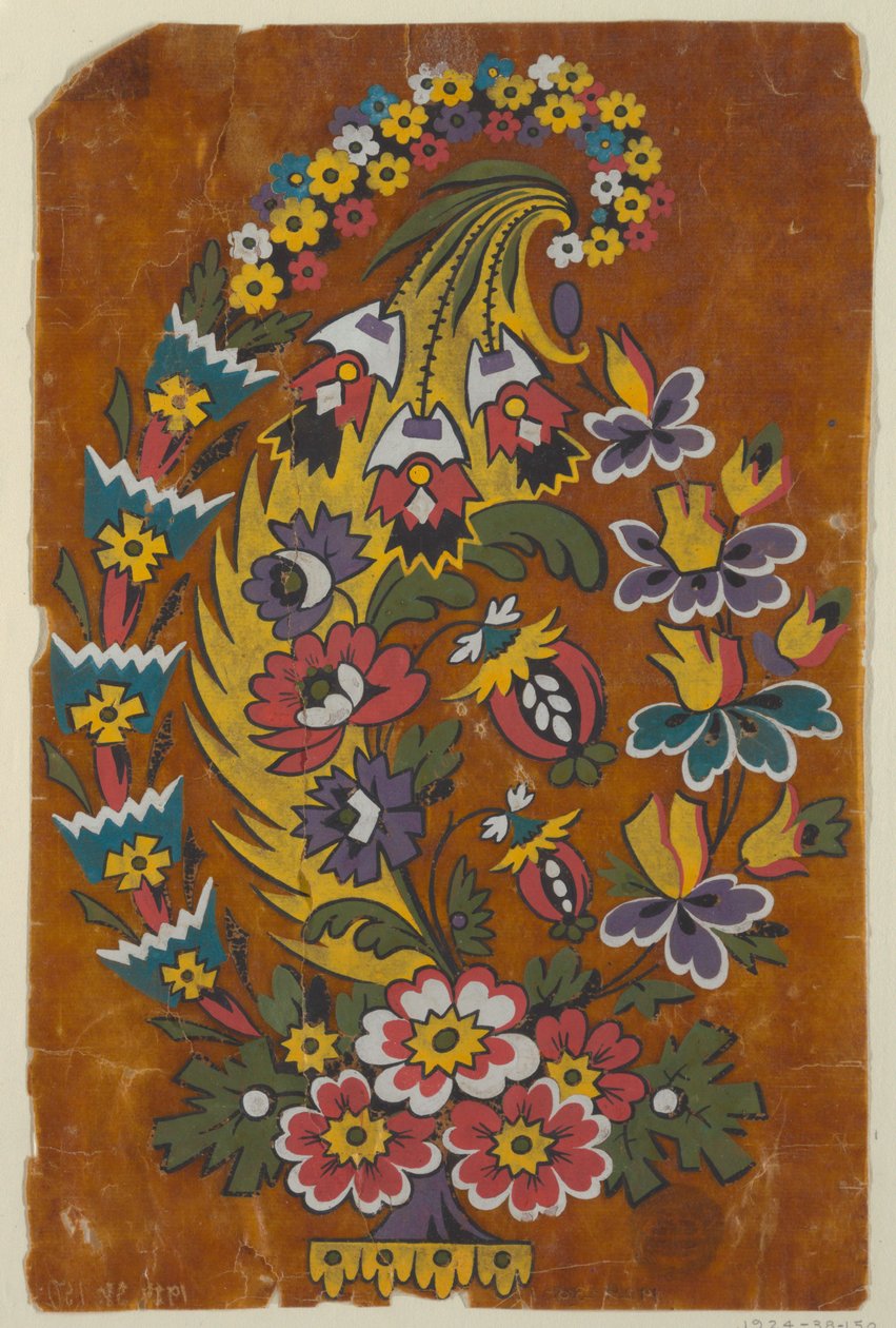Design for et vevd stoffmotiv av Unknown artist