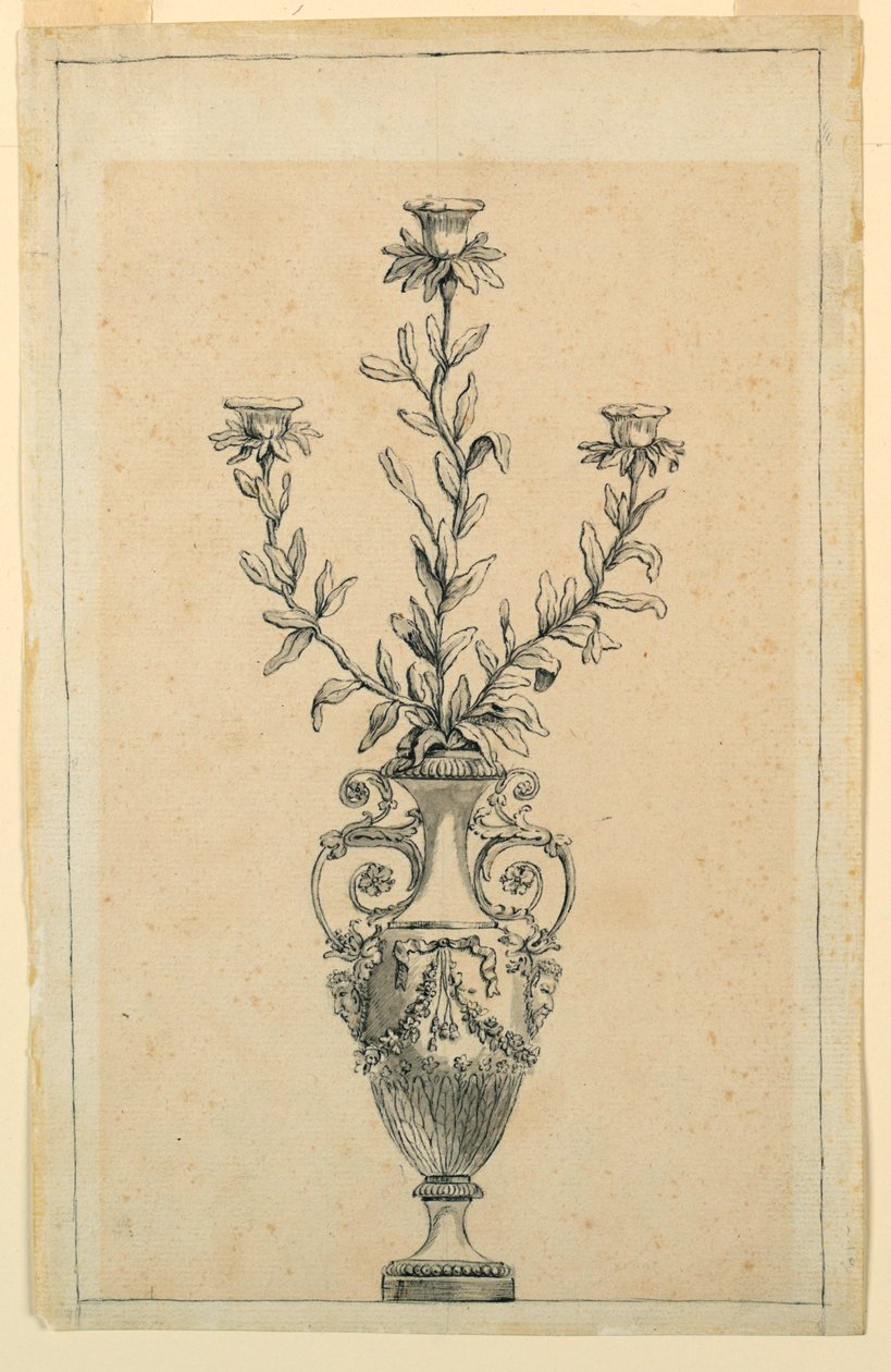Design for en lysestake av Unknown artist
