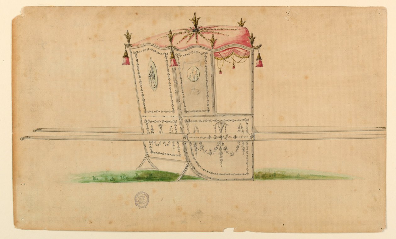 Design for en sedanstol av Unknown artist