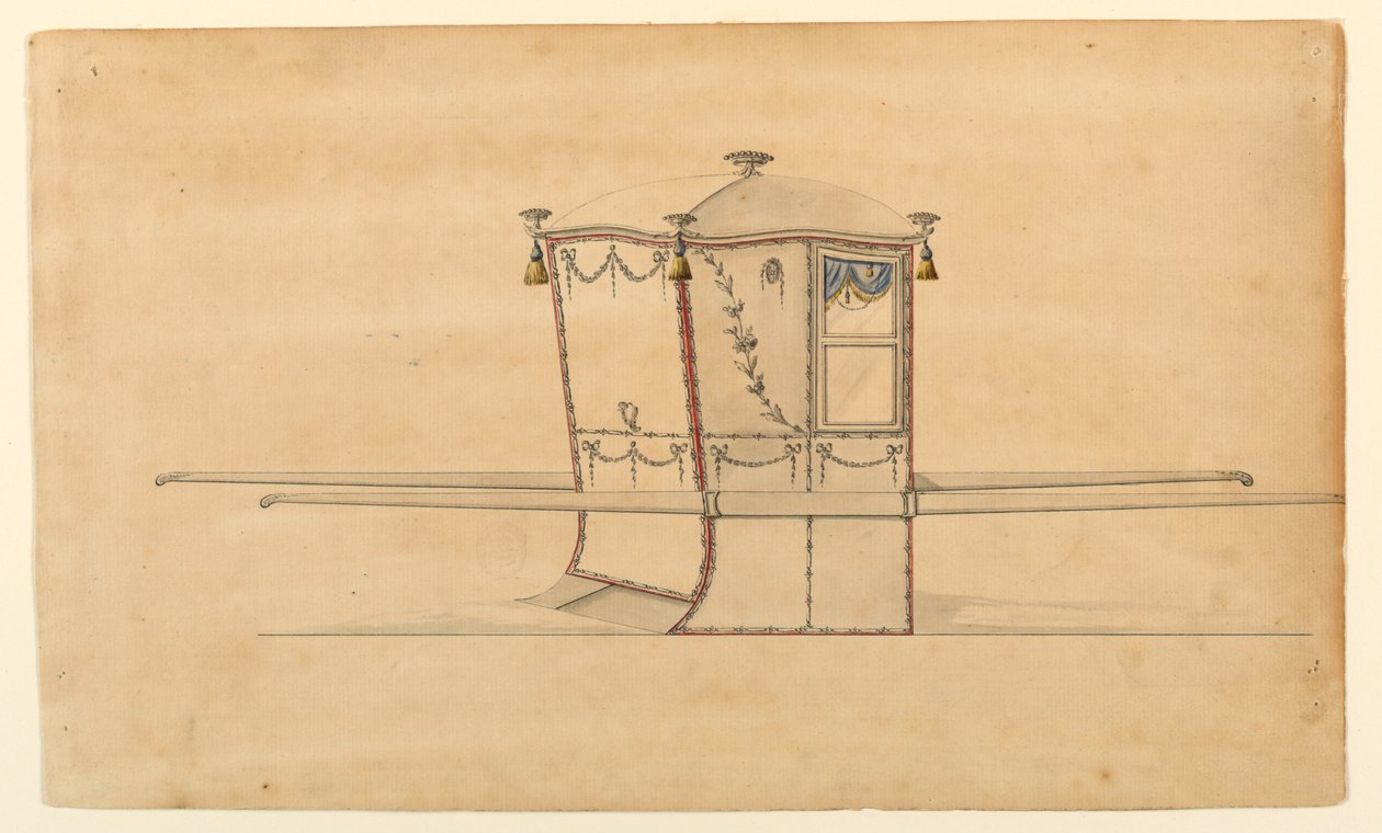Design for en sedanstol av Unknown artist