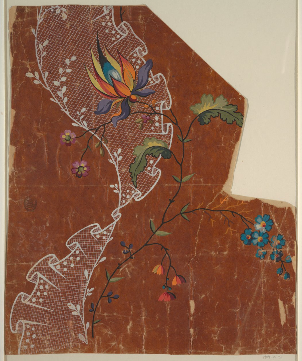 Design for et brodert eller vevd stoff av Unknown artist