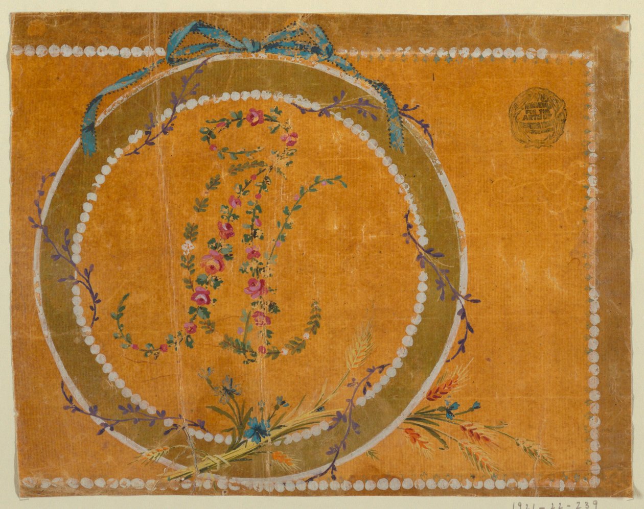 Design for en brodert eller vevd medaljong av Unknown artist