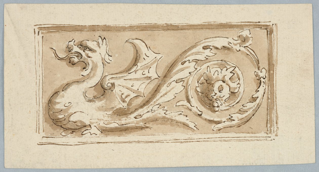 Design for dekorasjon av et avlangt panel av Unknown artist