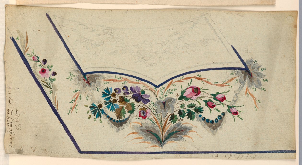 Design for brodering av en vest for menn av Unknown artist
