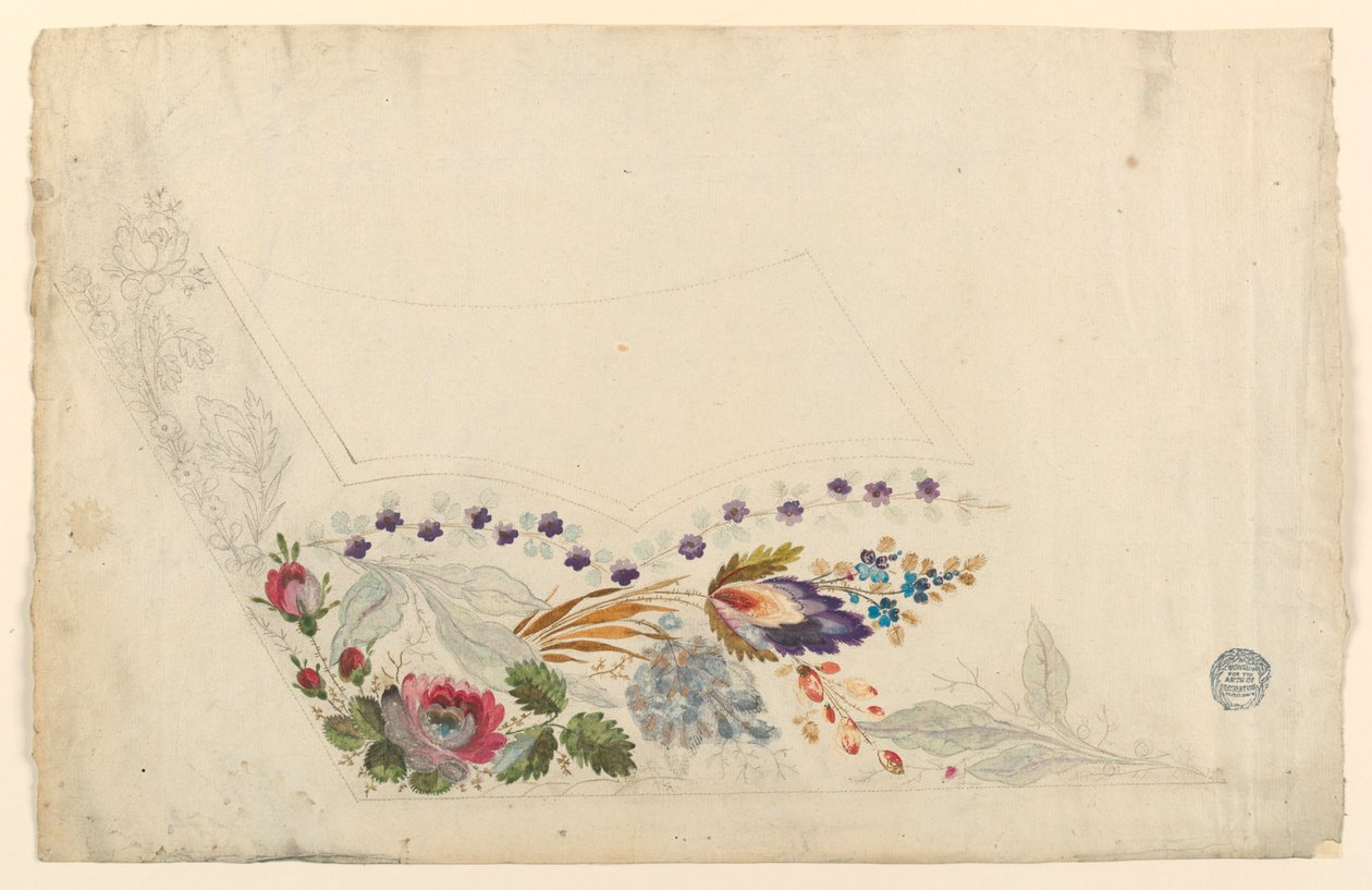 Design for brodering av en vest for menn av Unknown artist