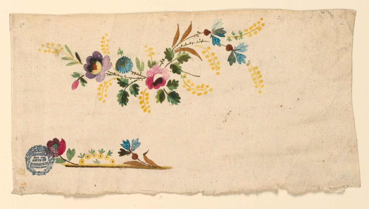 Design for brodering av en vest for menn av Unknown artist