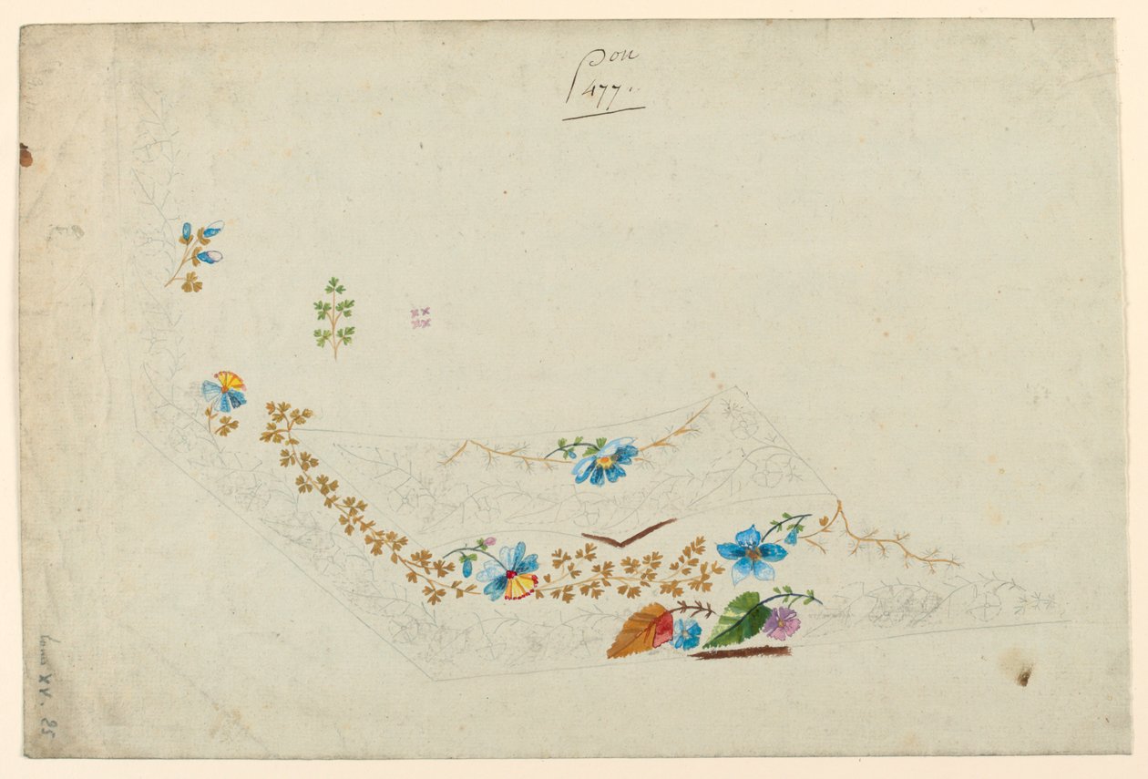 Design for brodering av en vest for menn av Unknown artist