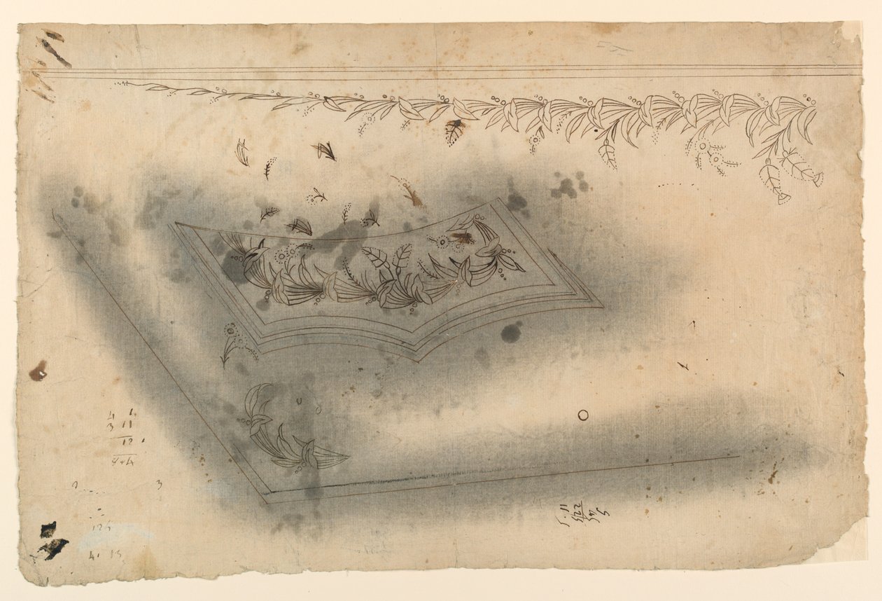 Design for brodering av en vest for menn av Unknown artist