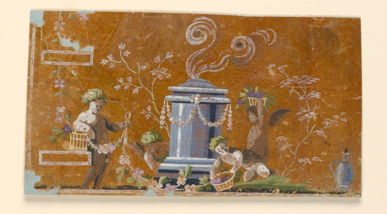 Design for broderiet av det nederste venstre hjørnet av en vest for menn av Unknown artist