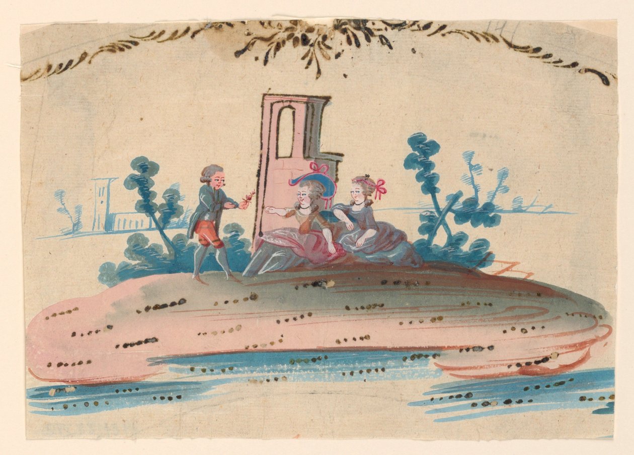 Design for brodering av en vest for menn av Unknown artist