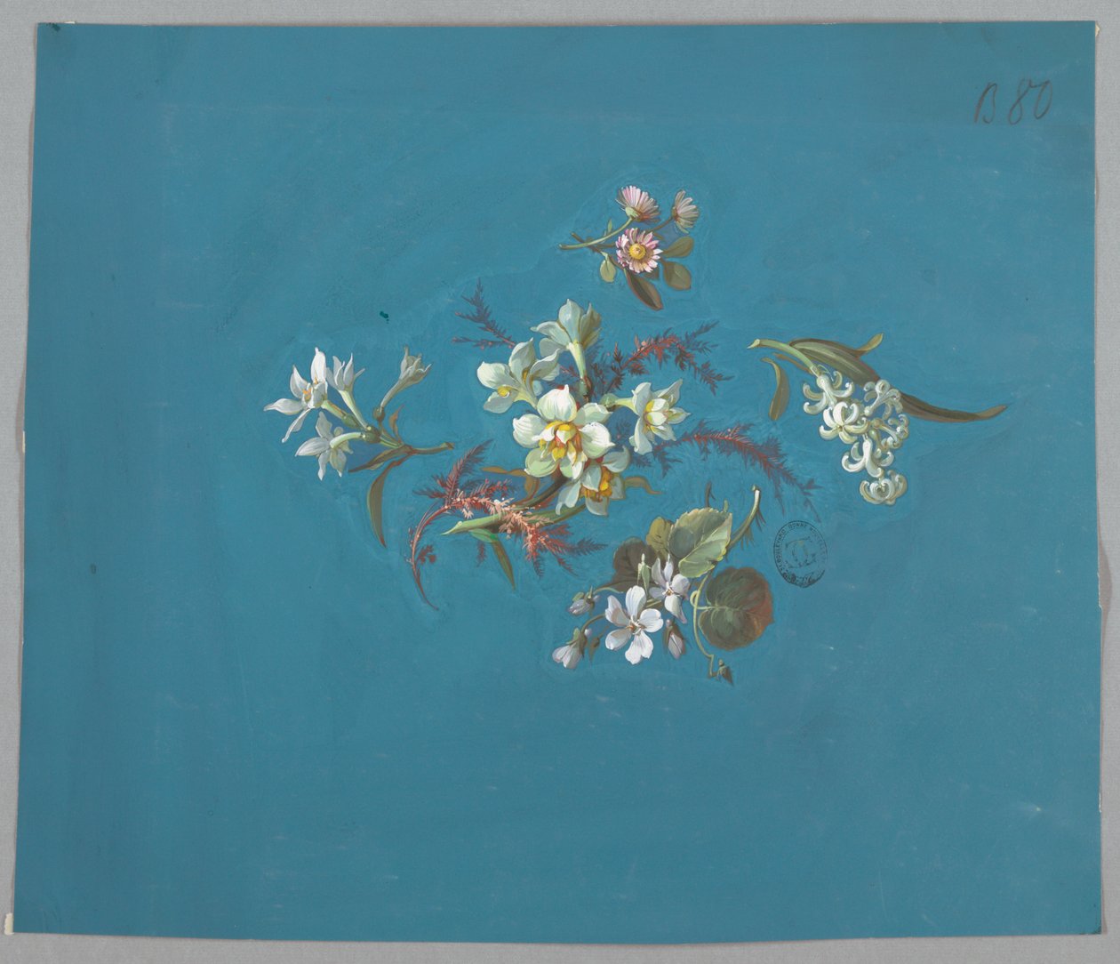Design for tapet og tekstiler, blomster av Unknown artist