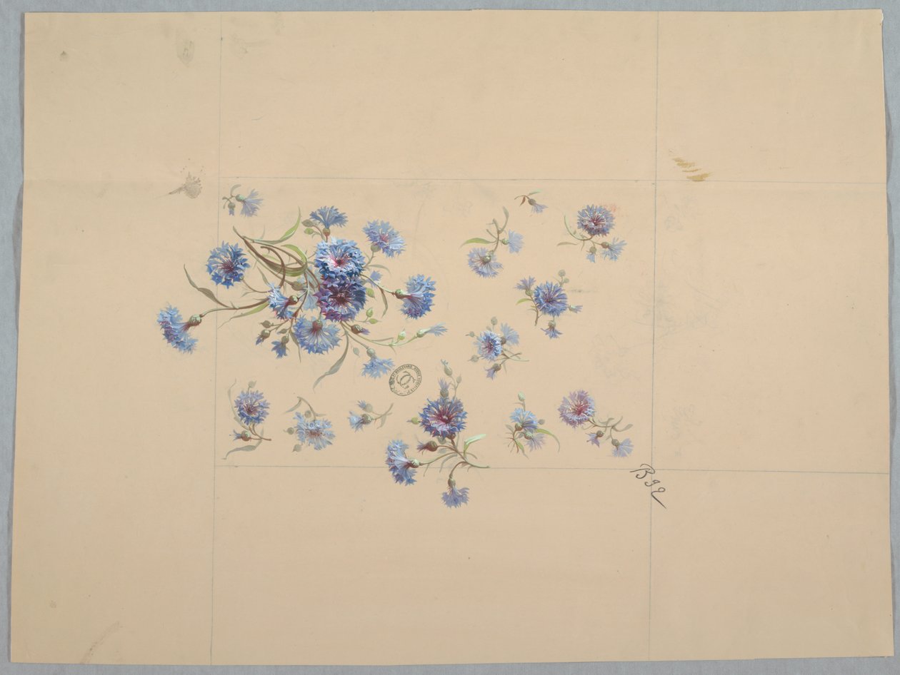 Design for tapet og tekstiler: Blomster av Unknown artist
