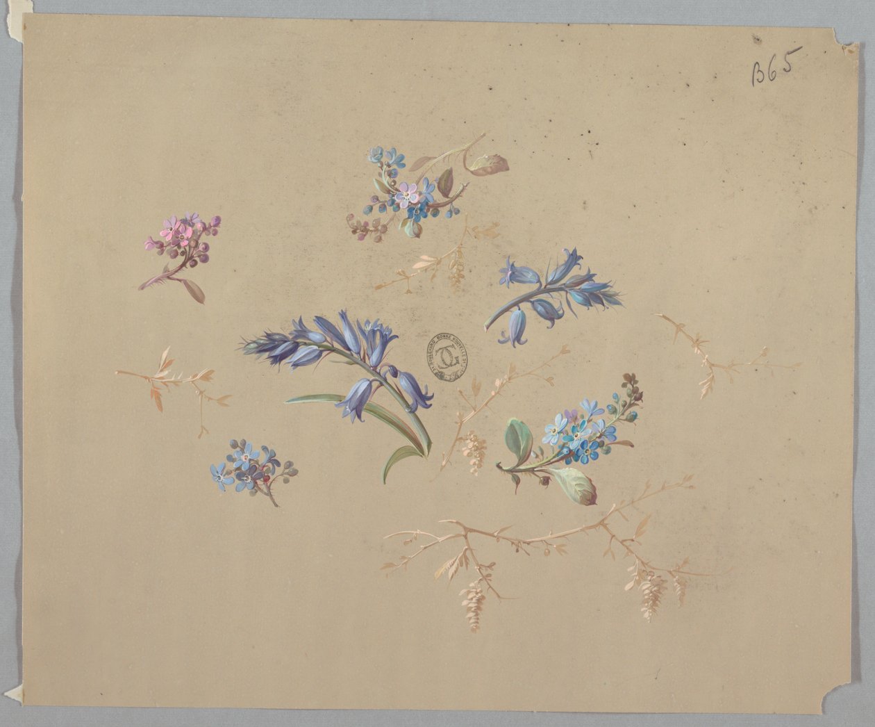 Design for tapet og tekstiler: Blomster av Unknown artist