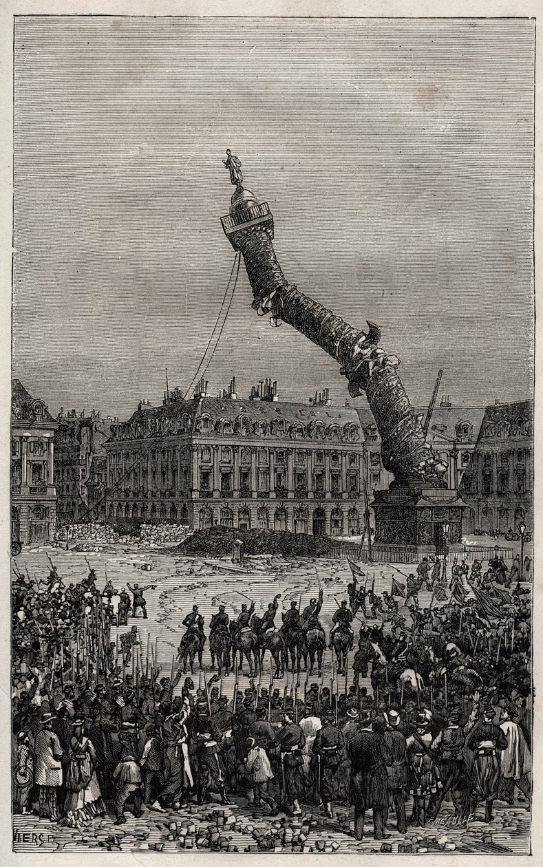 Destruction of the Vendome Column during the Commune av Unknown artist