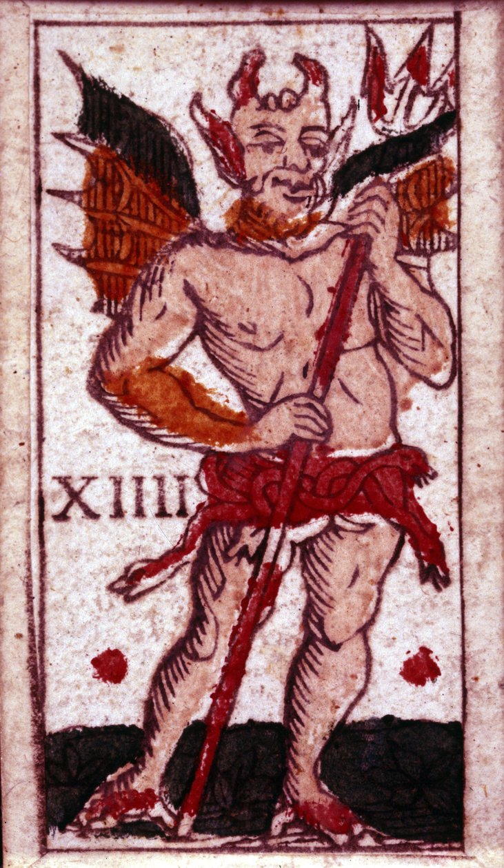 Djevelen avbildet på et spillkort. 18. århundre. av Unknown artist