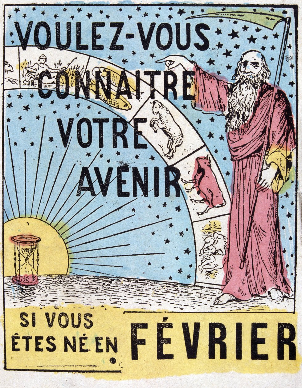 Vil du vite fremtiden din? : Nostradamus. Astrologisk reklamemerke fra 1800-tallet av Unknown artist