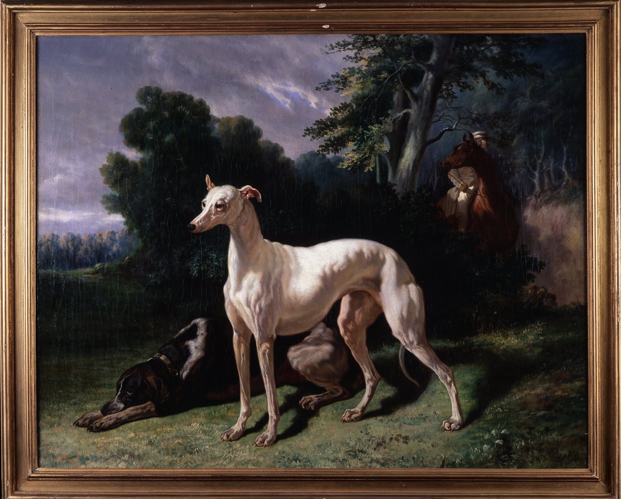 Dogs (Levary) - Maleri, Olje på lerret av Unknown artist