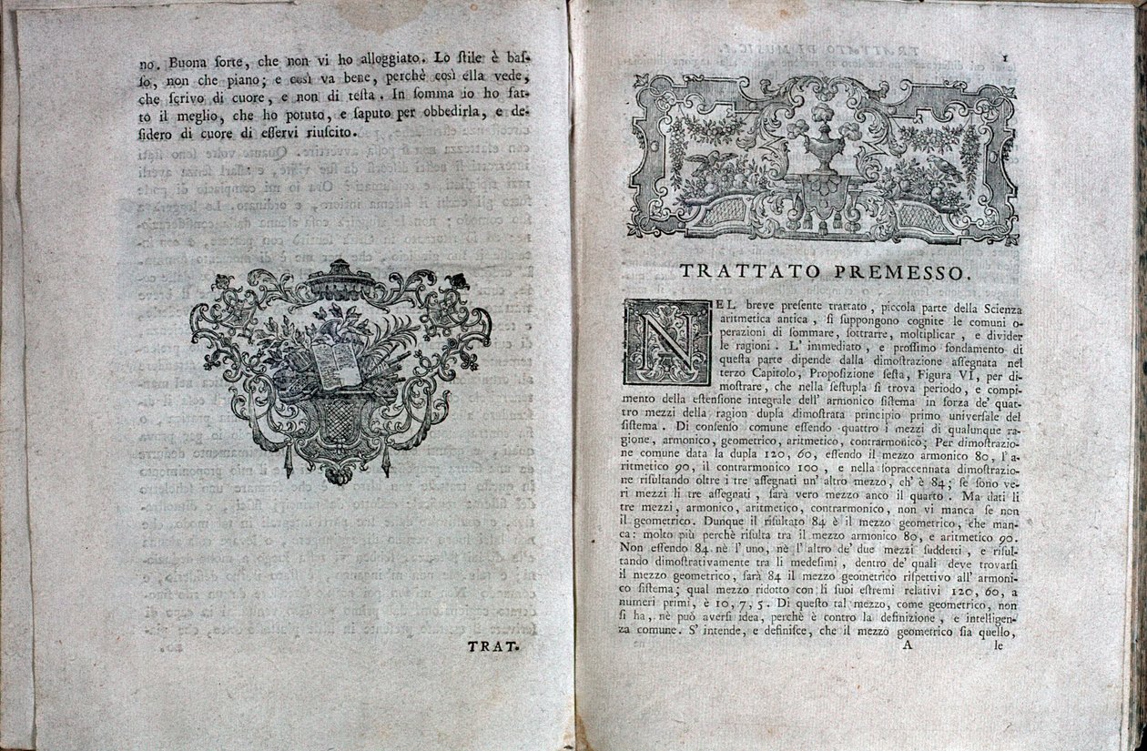 Dobbeltside fra en musikktraktat av Giuseppe Tartini av Unknown artist