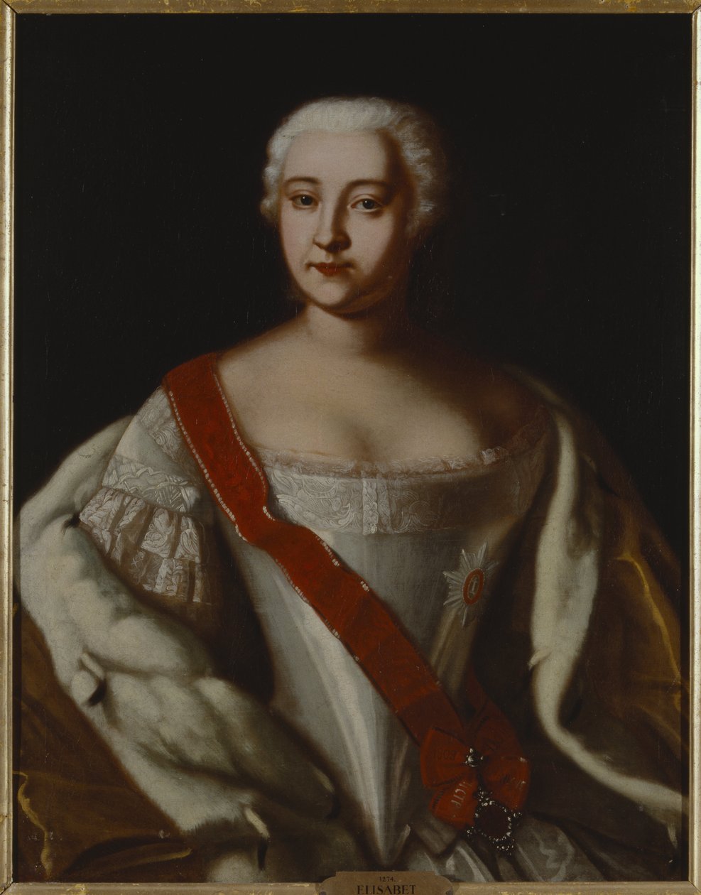 Elisabeth I, imperatrice de russie - Portrett av keiserinne Elizabeth av Russland (1709-1762), Anonym . Olje på lerret. Mål: 87x68 cm. Nationalmuseum Stockholm av Unknown artist