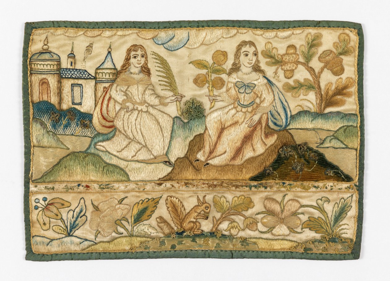 Brodert panel for kiste av Unknown artist