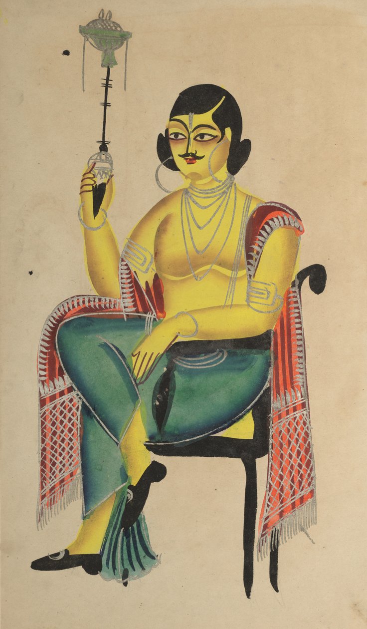 Engelsk Babu (innfødt indisk kontorist) som holder en vannpipe av Unknown artist