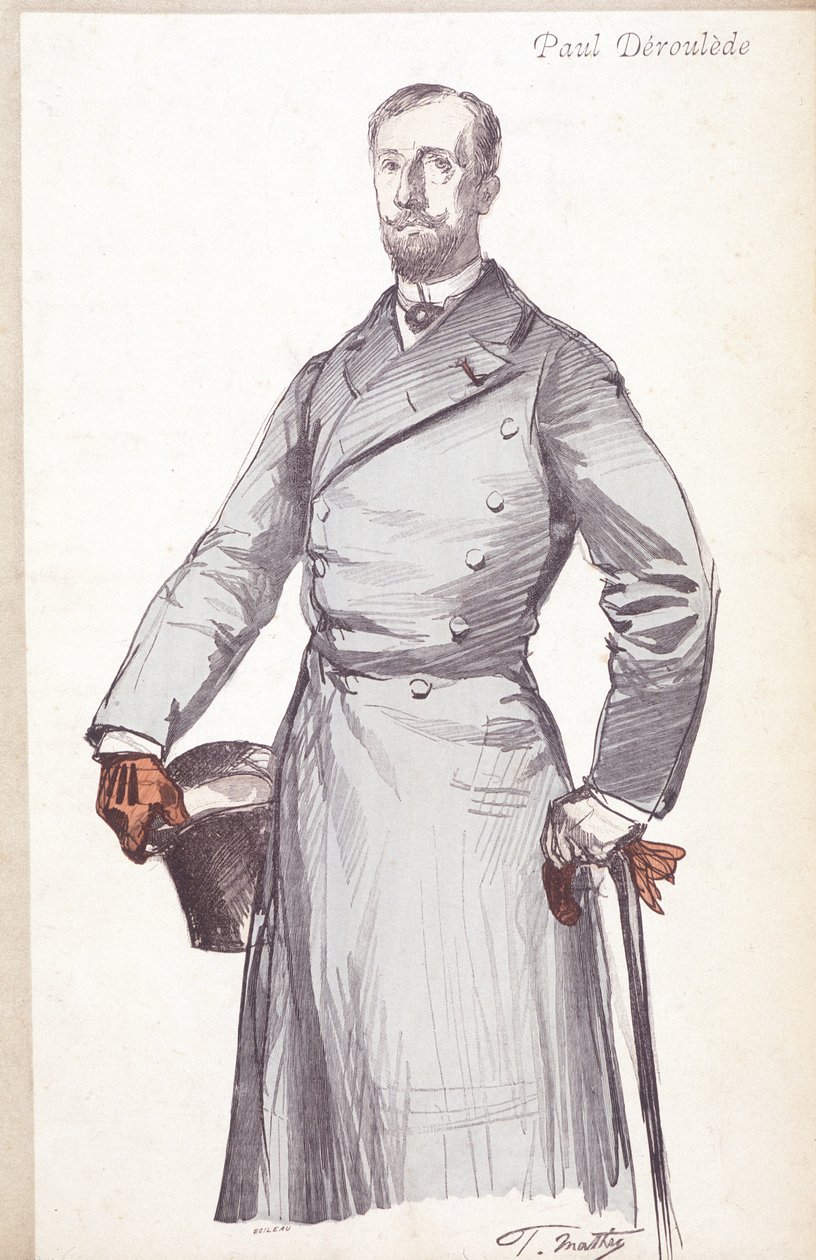Gravering av Paul Deroulede (1846-1914), fransk forfatter og politiker grunnlegger av Boulangisme, som grunnla League of Patriotes. av Unknown artist