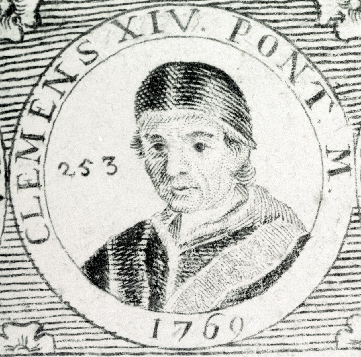 Gravering av pave Clement XIV (1705 - 1774). av Unknown artist
