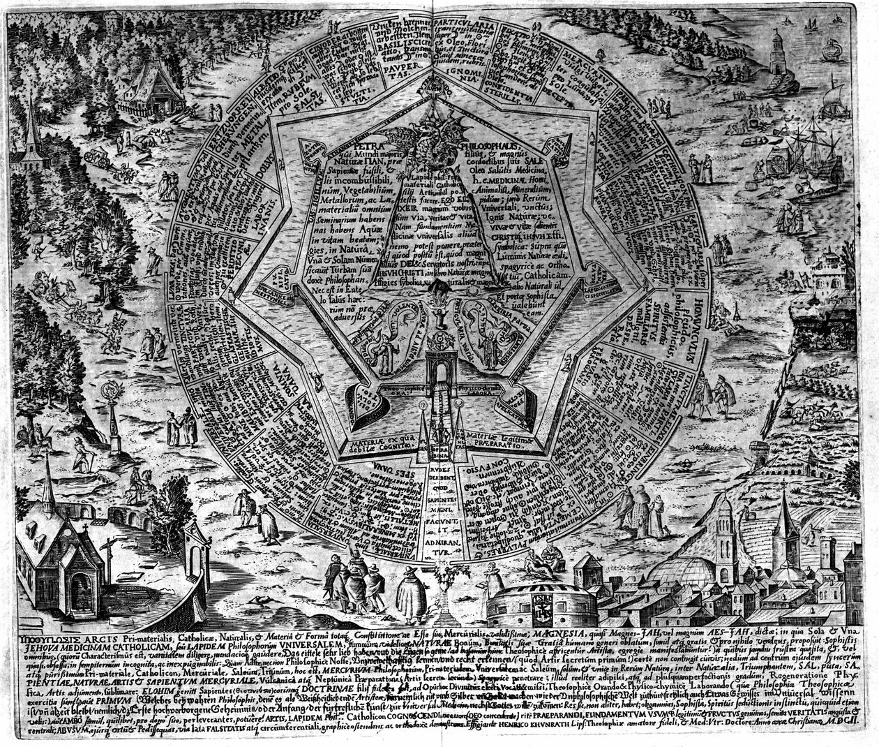Gravering av "Amphitheatre of Eternal Wisdom". (Amphitheatre of eternal visdom) [Hamburg: s.n. av Unknown artist