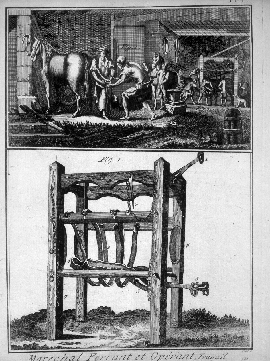 Gravering som representerer hovslageren på 1700-tallet. av Unknown artist