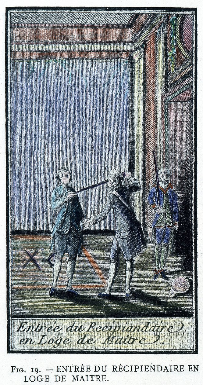 Mottakerens inngang til Mesterlosjen - fra en gravering fra "Adonhiramite-murverket" av en ridder av alle frimurerordener av Unknown artist
