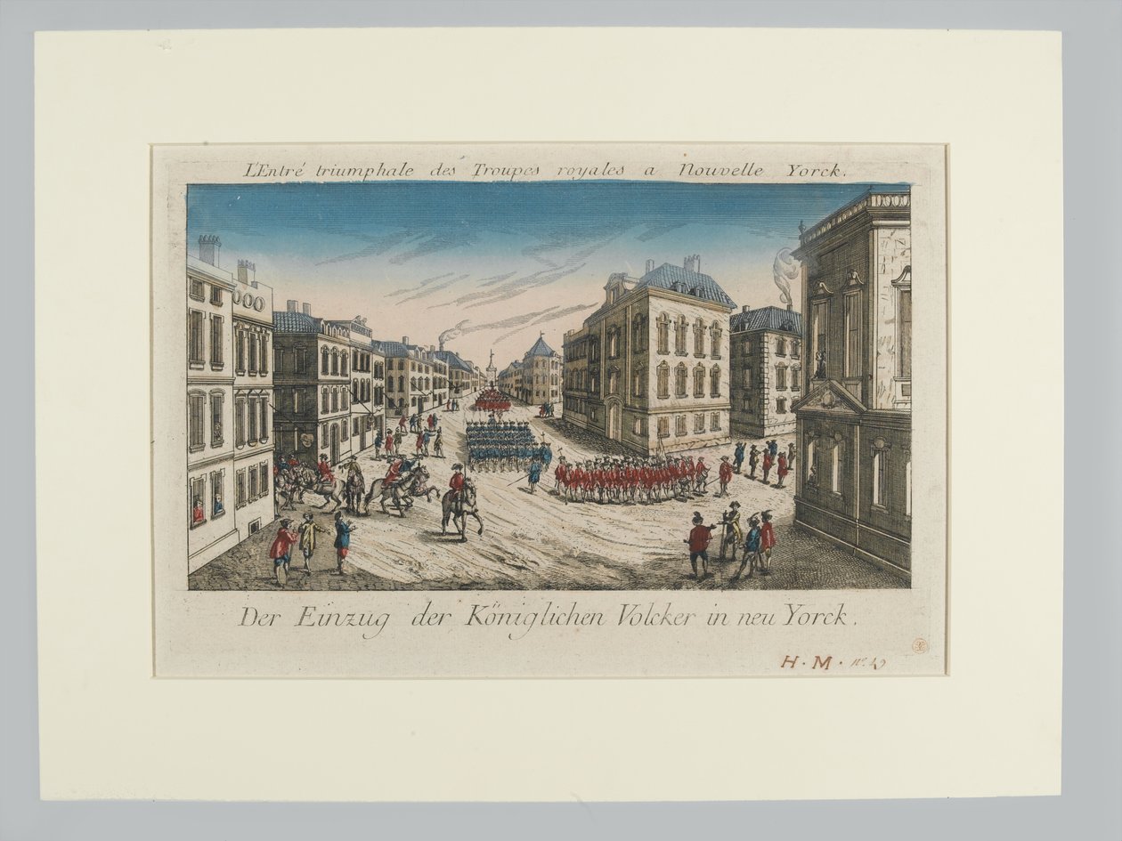 Inntreden av de kongelige troppene i New York av Unknown artist