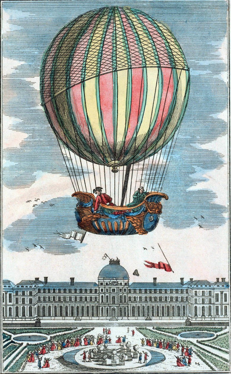 Opplevelse av den aerostatiske kloden til Mr. Charles og Robert i Tuileries Garden 1. desember 1783. av Unknown artist